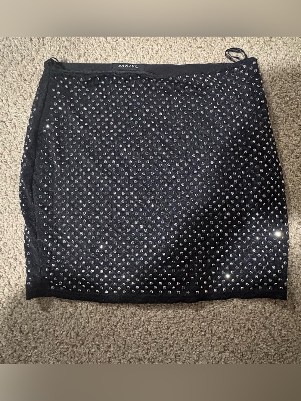 Banjul Black Crystal-Studded Mini Skirt